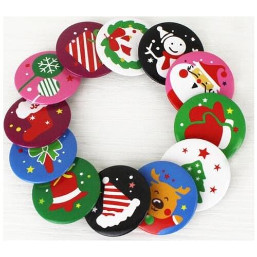 Christmas ID Badge Holiday Party children Favors Santa Claus Snowman XMAS Tree stocking patterns Button brooch Pin new year gift