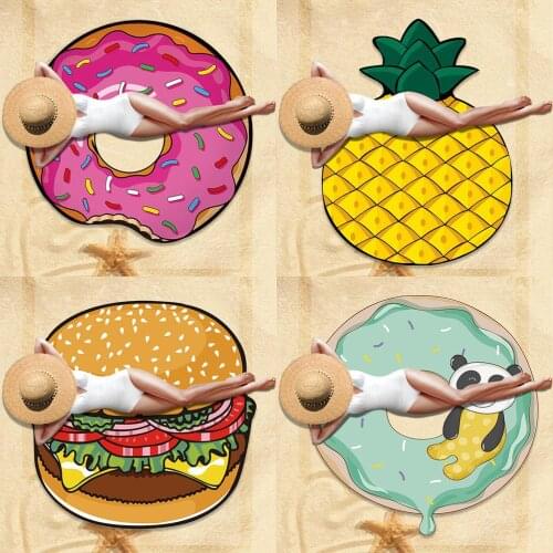 Watermelon Orange Microfiber Round Beach Towel Fruit Thick Shower Bath Towels Summer Swimming Circle Mat Towel With Tassel 150cm