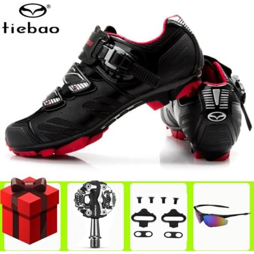 Tiebao Cycling Shoes add SPD pedals set Racing Mountain Bike Shoes Men Breathable sapatilha ciclismo mtb chaussure vtt sneakers