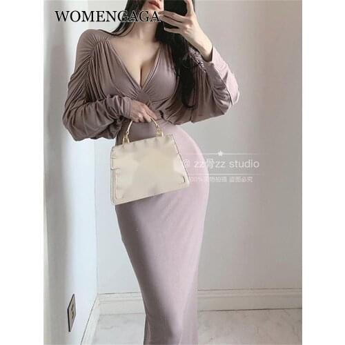 Autumn Korean Elegant Mature V Neck Lady Batwing Sleeve Sexy High Waist Maxi Long Party Dress Winter Robe Casual Dresses Lace 1T