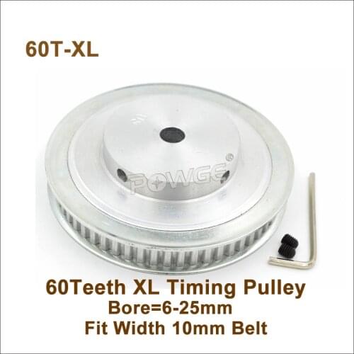 POWGE 60 Teeth XL Timing Pulley Bore 6/8/10/12/14/15/17/19/20/25mm Fit W=10mm XL Synchronous Belt 60T 60Teeth XL Pulley 60-XL