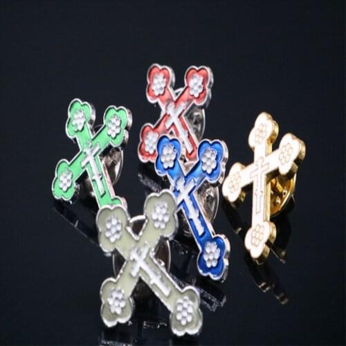 100 Catholic Brooches, Christian Plum-shaped Golden Cross Brooches, Christ Jesus Cross Brooches Wholesale