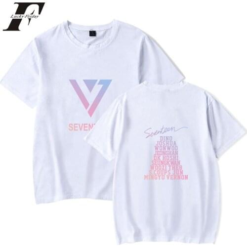 2018 Summer Kpop Seventeen T Shirt Short Sleeve Cotton T-Shirt Seventeen tshirt for women men tshirt Plus Size Clothing