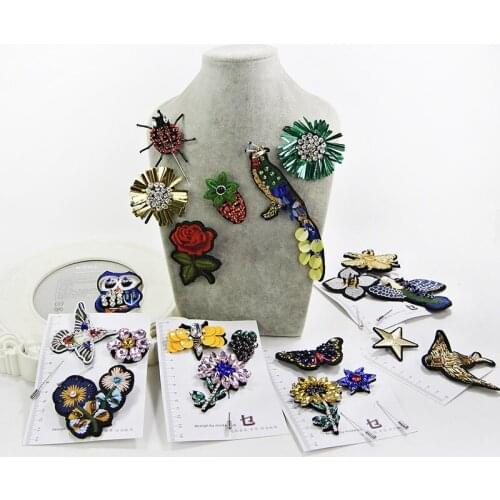 3D Sequins Small flower/bird badges Applique Handmade nail bead cloth sticker FOR Shoe decoration DIY Brooch bag 1order=1set