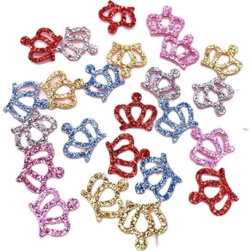 50Pcs/lot Lovely Glitter Crown Patches Mini Crown Appliques Accessories DIY Childrens Headwear Clothing Decoration Accessories