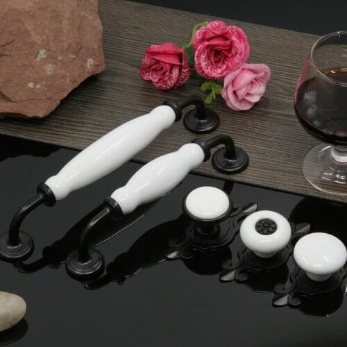 6x White Ceramic Cabinet Handles Zinc Alloy Drawer knobs Wardrobe Door Handles Simple European Furniture Handle