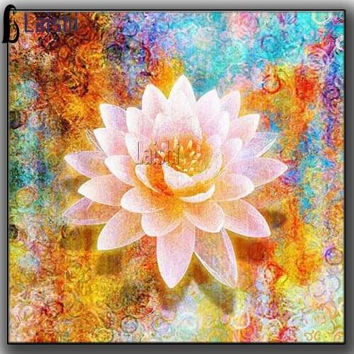 DIY Full Square Round Resin Diamond Painting Graffiti Blooming Lotus Cross Stitch diamond Embroidery Flower Picture Home Decor