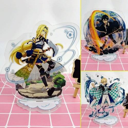 Anime Sword Art Online Acrylic Stand Model Toys Kirito Alice Asuna Leafa Yuuki Laser Figure Decoration Action Collectible Toy