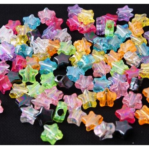 BOLIAO Hot 100Pcs 10*10mm Flower Shape Star AB Color Acrylic Flat Back Earring Bracelet Accessories Decoration R256
