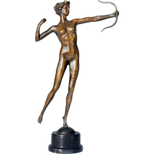 Nude Woman Shooting Bronze Statue Antique Classical Naked Sculpture Art Gorgeous Ornament Gifts