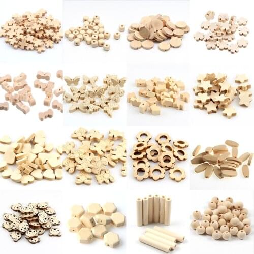 Unfinished Natural Wooden Beads Loose Spacer For Childrens Toys Jewelry Crafts Making Accessories DIY Pacifier Chain Supplier