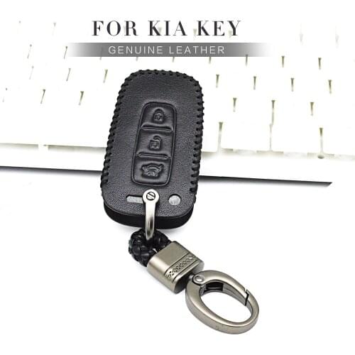 Genuine Leather Car Key Case Cover For Kia Sportage 3 4 Sorento Forte Ceed Rio K2 Picanto Soul Spectra Key Ring Case Accessories