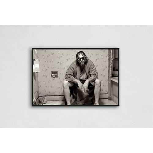 Black and White Wall Art Prints Big Lebowski Bathroom Poster for Man Cave Bathroom Wall Decor