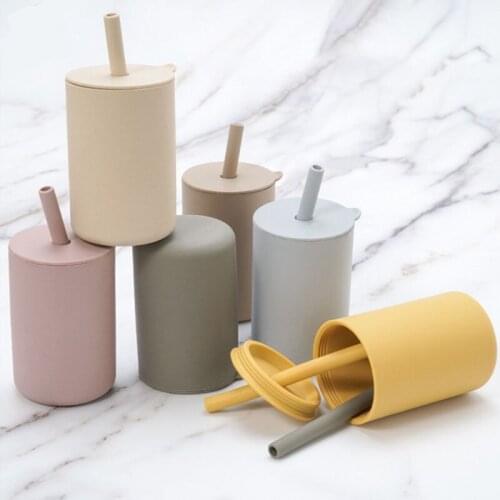 Baby Training Straw Bottle Toddler Learning Drinking Silicone Sippy Cup Drinkware