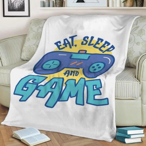 Gaming Saying Gamer Gift Throw Blanket Print on Sherpa Blankets Soft for Sofa Customized DIY Plush Thin Quilt