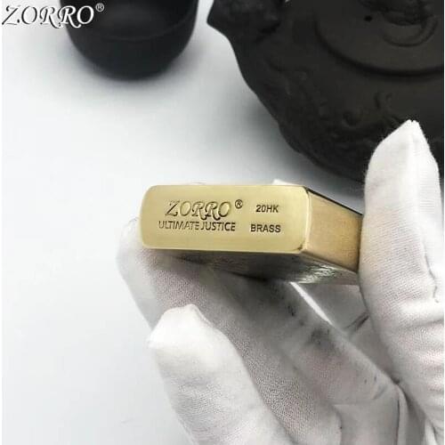 Zorro Kerosene Lighter Pure Copper Brass Carving Classic Girl Pattern Gasoline Lighter Men Gift Outside Tool