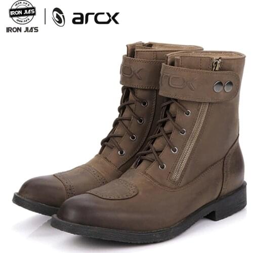 Motorcycle Boots Cow Leather Riding Ankle Boots Motocross Racing Protective Shoes Motorbike Ridng Touring Travel Shoes