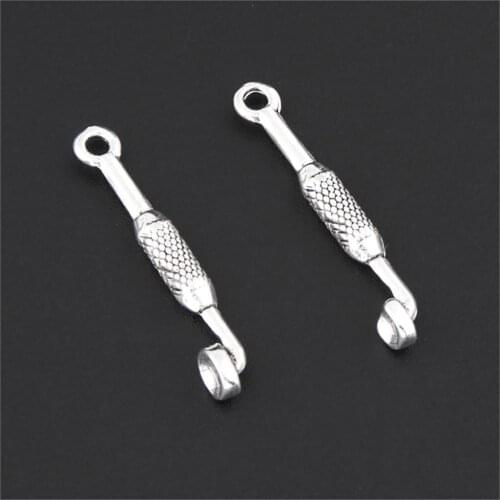 30Pcs Silver Color Ear Pick Cleaner Charms Alloy Earpick Pendant Making Keychain Handmade Jewelry wholesales 27x4mm A3208