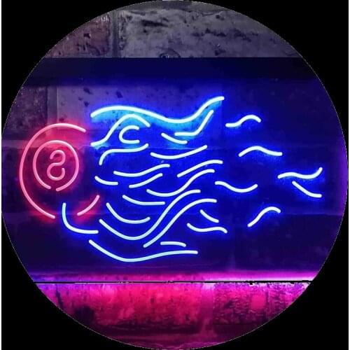 Neon Sign For 8 Ball Fire Billiards Rack Pool Real Glass Tubes Hotel Recreational Game Room football jersey Neon Signs For Home