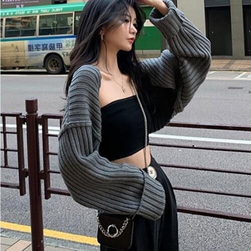 2021 NEW Fashion Women Outer Shawl Loose Bat Sleeves European And American Knitted Cardigan Top Sweater Girl Female X641