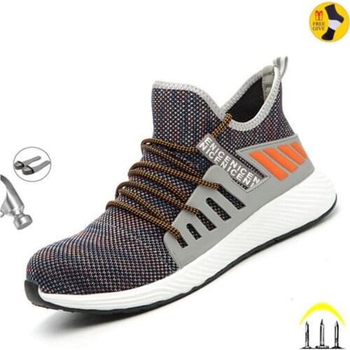 Light Steel Toe Cap Men Boots Safety Shoes Women Work Sneakers Breathable Outdoor Shoes Plus Size 36-48 Mens Safety Work Boots