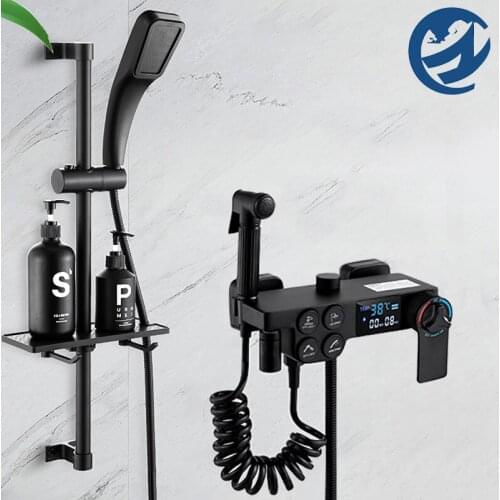 Newly Black Thermostatic Digital Display Shower Faucet Rain Shower Faucet Set Bathtub Faucet Mixer Crane Bidet Faucet Spout Tap