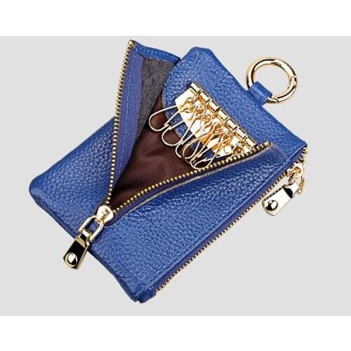 New Genuine Leather Wallet Key Case Coin Purse Multifunction Credit Card Holders Leisure Keychain Money Bag
