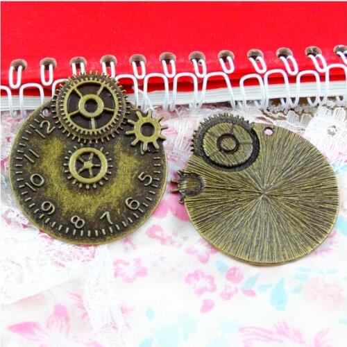 5pcs 49*43mm Antique Bronze Plated clock gear watch movement charms pendant for bracelet necklace diy jewelry