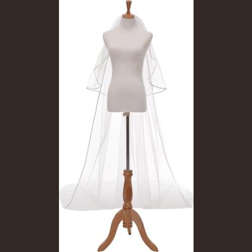 2018 Nice Yarn Dyed Cut Edge Simple Cheap Wedding White Veil Shoulder Length Veil Wedding Accessories