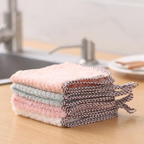 5Pcs 25*25Cm Large Size Grease Free Cleaning Cloth Kitchen Cleaning Tools Absorbent Towel Eco-Friendly Wash Bowl Souring Pad