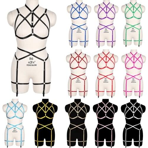 Sexy Womens Underwear Punk Harness Belt Erotic Lingerie Body Stocking Garter Suspenders Goth Rave Wear Bralette Harness Fashion