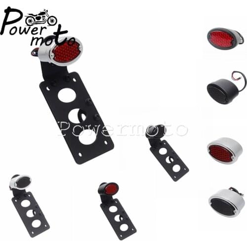 Motorcycle 12V LED Tail License Number Plate Bracket Stop Lamp For Harley Bobber Chopper Dirt Bike Rear License Plate Light