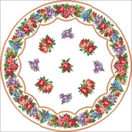 TOP Round rose tablecloth pattern Counted Cross Stitch 11CT 14CT 18CT DIY Cross Stitch Kits Embroidery Needlework Sets