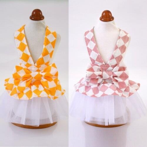 Spring Summer Cotton Pet Princess Dress Sleeveless Cute Love Heart Pineapple Skirt Puppy Cat Princess Clothes Pet Clothing