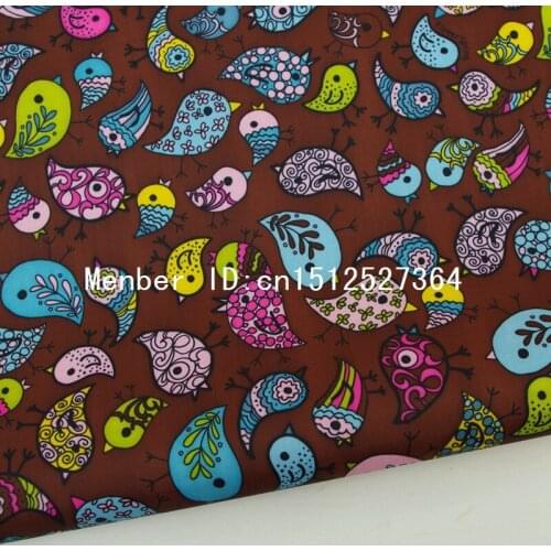 PVC coated waterproof fabric - Bird on brown background (WF018)