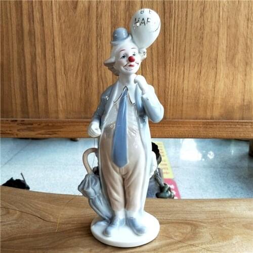 Funny Porcelain Circus Balloon Clown Sculpture Ceramic Music Comdedian Statue Carnival Souvenir Decor Craft Ornament Accessories