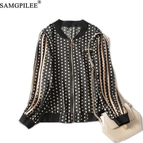 Jackets For Women 2021 Spring New European Zipper Cardigan Polka Dot Korean Thin Chiffon Plus Size Summer Woman Clothes Vadim