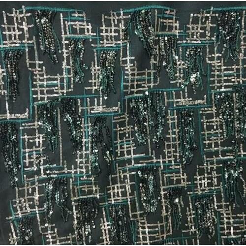 1Y/lot green glitter sequin mesh fabric women dress polyester textile cloth accessories