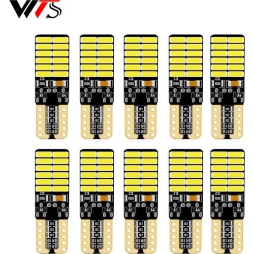 10pcs Car 5W5 LED Bulb T10 W5W LED Signal Light Canbus Auto 192 168 Claerance Wedge Side Reverse Lamps 4014 24SMD Blue No Error