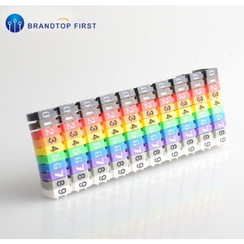 100pcs/Lot 0-9 0123456789 0.75mm2-6mm2 Arabic Numerals M Type CAT 6 Clip Network Ethernet Wire Number Label Tube Cable Marker