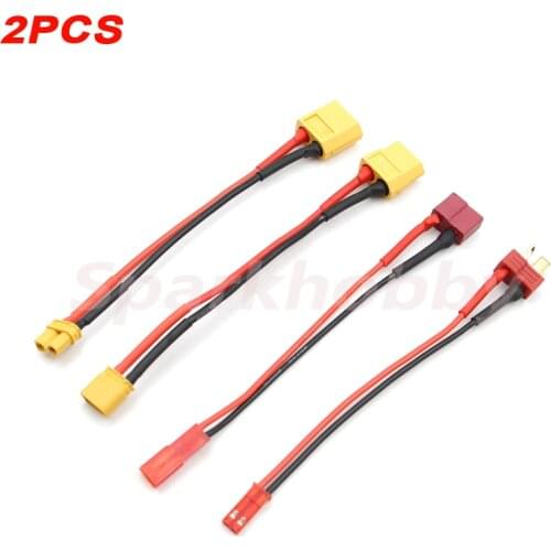 2PCS Sparkhobby XT60 to XT30 T plug to JST(Male to Female or Female to Male) 16AWG Silicone plug Connector Adapter cable wire
