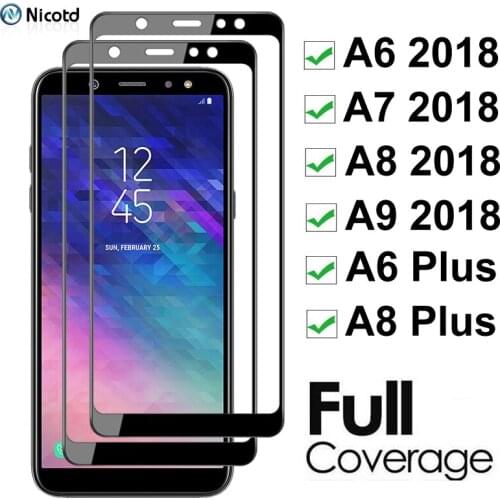 2 Pieces Protective Glass On the For Samsung Galaxy A6 A7 A8 A9 2018 Tempered Glass Screen Protector Film Case For A6 Plus 2018