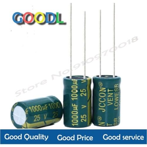 20 pçs/lote 25v 1000uf alta freqüência de baixa impedância 8*25v 25V1000uf 16MM de alumínio eletrolítico capacitor 1000uf 20