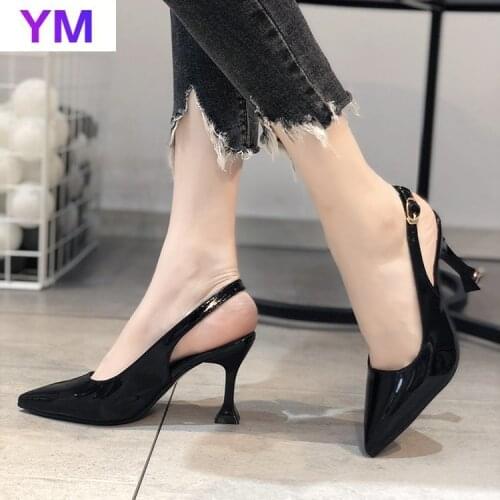 2021 PU Pointed Toe High Heels Shoes for Women Sexy Slingbacks Designer Pointed Buckle Zapatos De Vestir Mujer Sandalia Feminina