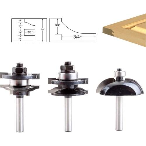 3pcs 8mm Shank Raised Panel Cabinet Door Router Bit Set Woodworking cutter woodworking router bits carbide bit door knife