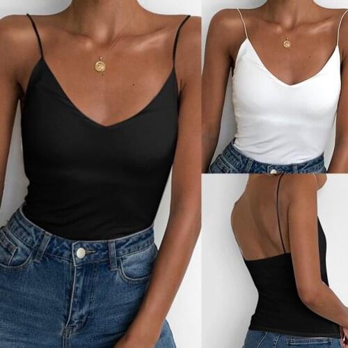 Satin Women Thin Wild Solid Camis Vest Women Tank Tops Female Summer Sexy Strap Basic Tops Slim Sleeveless Camisole Black White