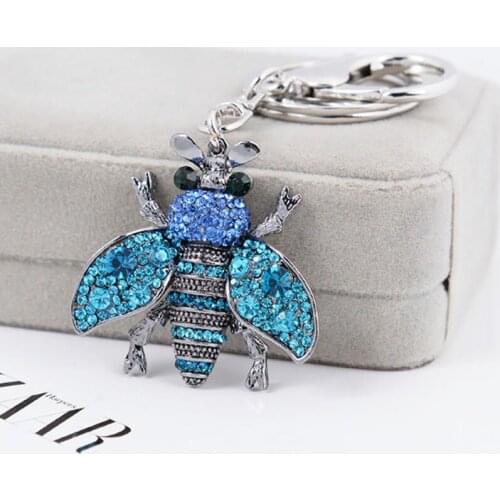 New Enamel Crystal Bee Charms keychain Key Holder For Woman Girls Handbag Car Hanging Accessories Jewelry Gift CH3503