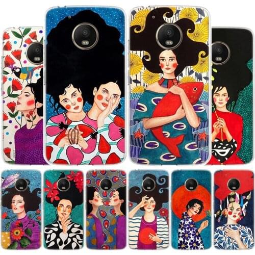 Abstract Flowers Girl Hair Phone Case For Motorola Moto G9 G8 G7 G6 G5 E6 E5 Plus Play Power + One Action Macro Cover Coque Shel
