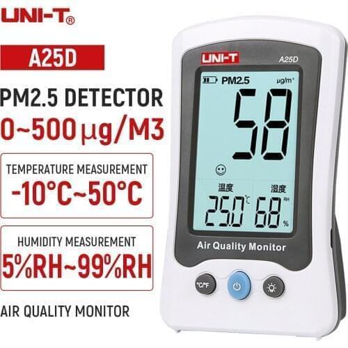 UNI-T A25D Digital PM2.5 Air Testers Indoor Outdoor LCD Display 0~500ug High Accuracy Air Quality Monitor Gas Detector CA