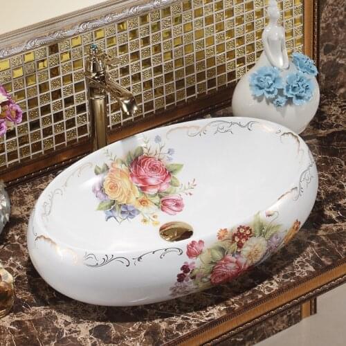Porcelain Bathroom ceramic sink wash basin Counter Top Wash Basin Bathroom Sinks oval sink bowl white